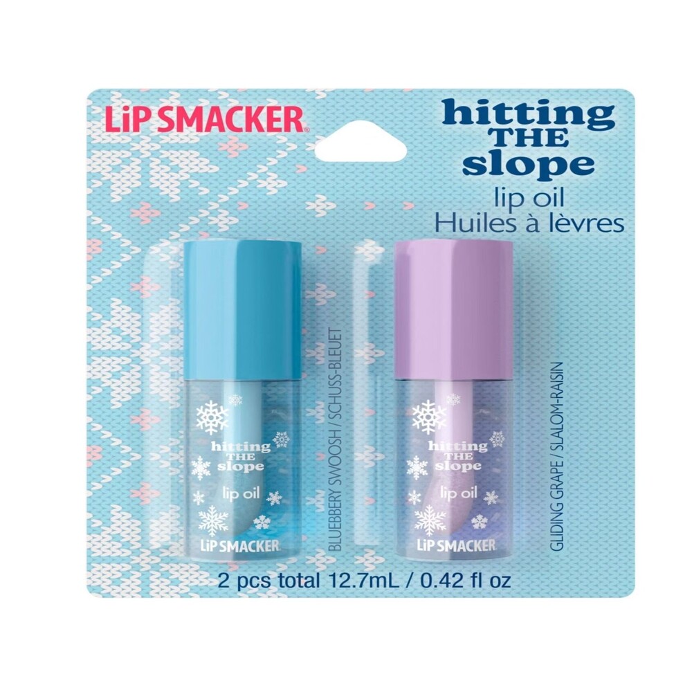 LIP SMACKER Hitting The Slope Lip Oil Blueberry Swoosh, Gliding Grape NIP